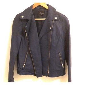 Navy faux leather jacket - size small